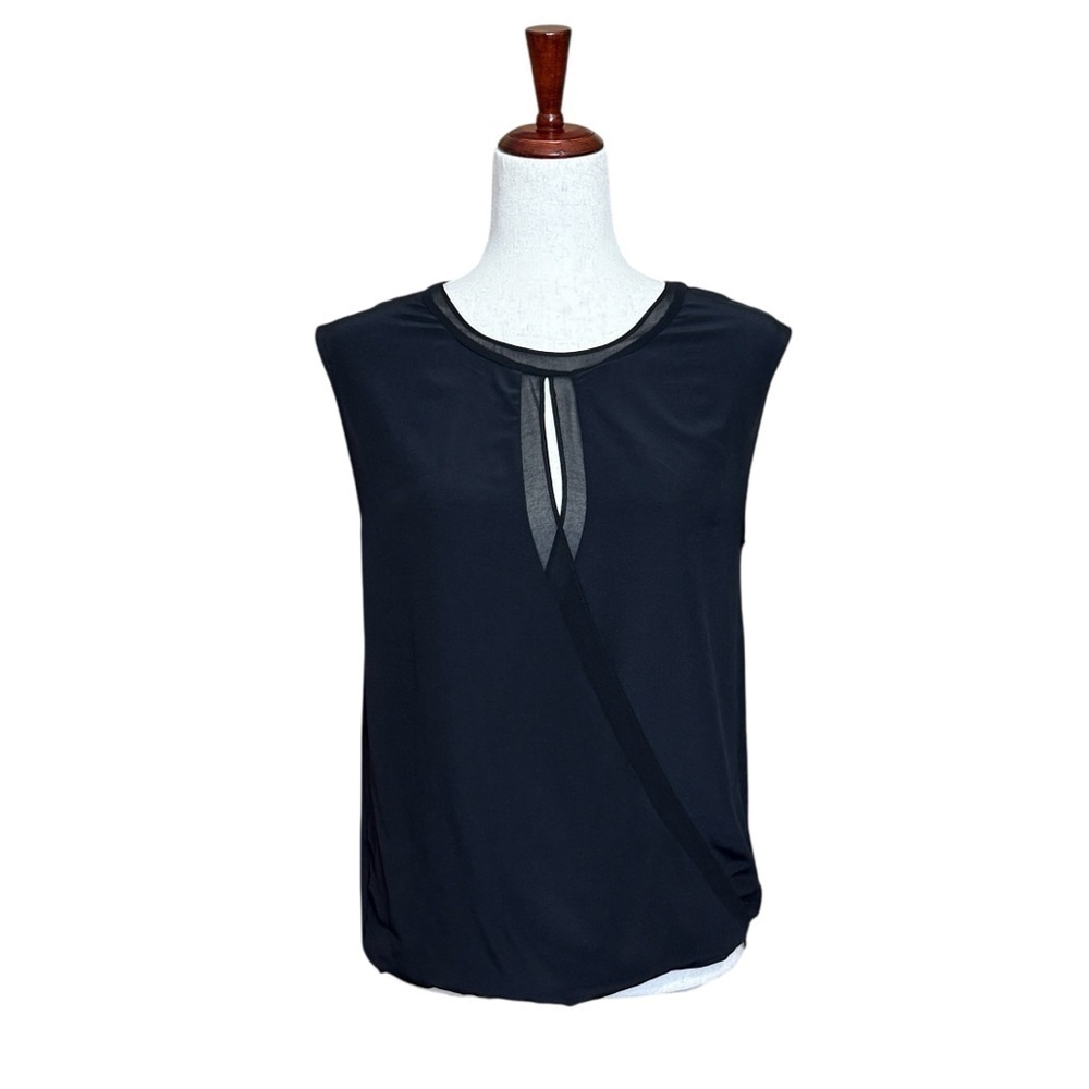 Anthropology Bailey 44 Elegant Black Faux Wrap Sleeveless Silk Top Size XS #1687
